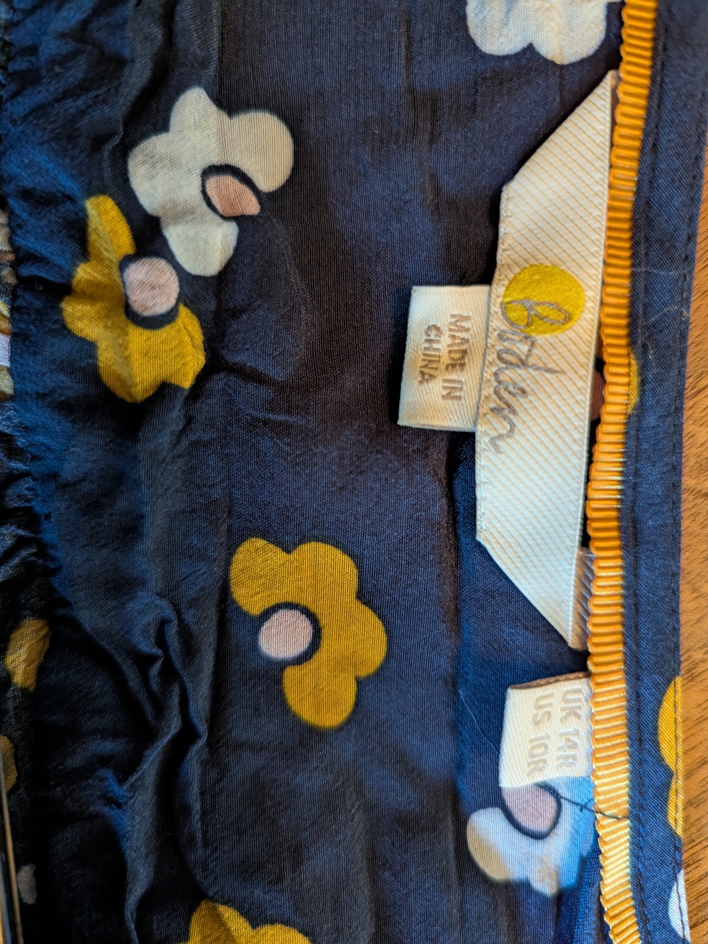 Boden Navy Floral Wrap Dress with Yellow and White Flowers - Picture 2 of 4